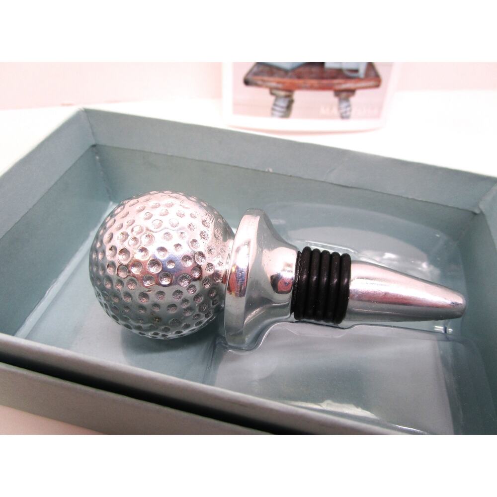 Golf Ball Bottle Stopper Fathers Day Gift NIB Golf Barware Hand Crafted Tee Time